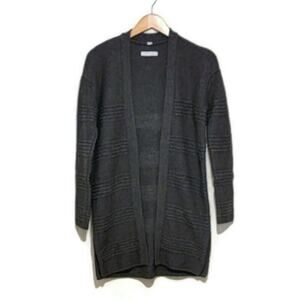 Basin + Range Gray Wool Blend Ribbed Knit Long Cardigan Sweater Minimalist XS/S